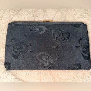 Vintage Garay Black Gold Handbag With design on fabric Late 1950’s -Early 1960’s